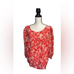 Universal Thread “Women’s Red Orange Floral Smock Long Sleeves Top”